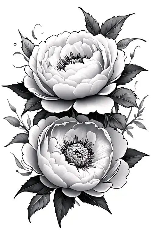 Feminine Peony Half Sleeve Light Grey