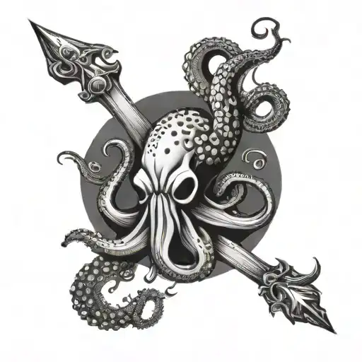 Octopus Trident And Lotus