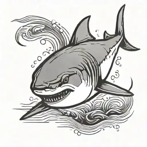 Great White Shark Minimalist Line Work
