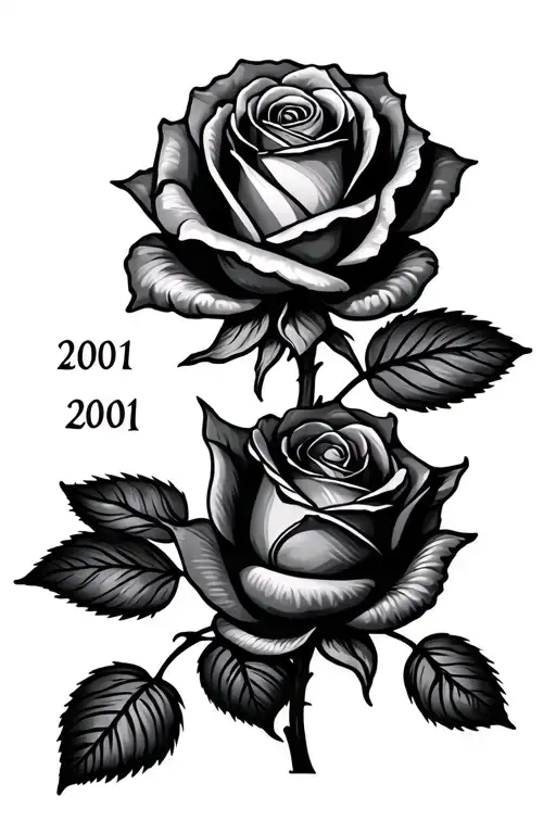 Rose With Lines And 2001 Birth Year