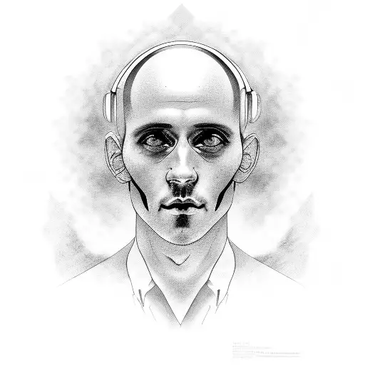 A Black And Grey Portrait Of Johann Zarco With Musical Notes Incorporated