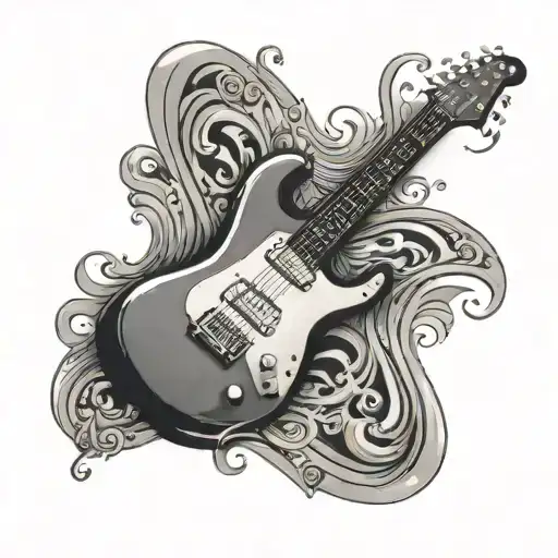 An Electric Guitar With An Hour Glass
