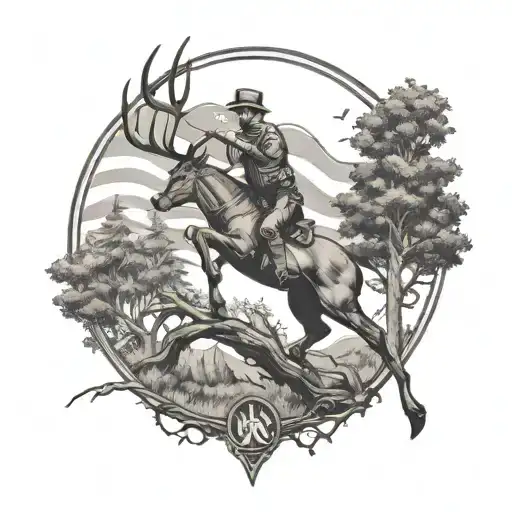 Hunting With Trees An American Flag Intertwined