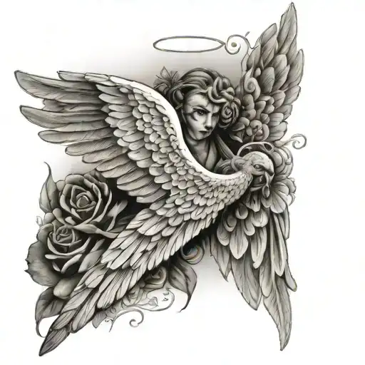 Angel Wings With Rosery