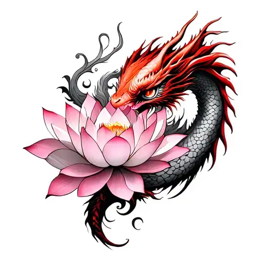 Pink Lotus And Red Dragon Wrapped