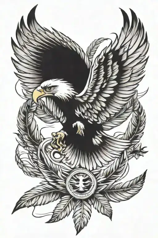 Mustang And Eagle Feathers