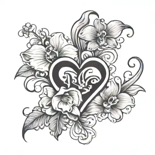 Heart With An Orchid And The Letter L