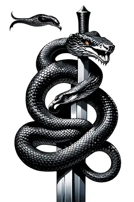 Snake On Sword Intertwined