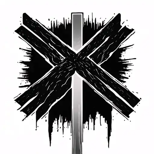2 Thic Black Lines With A Cross In The Middle And 1 Thin Line Above