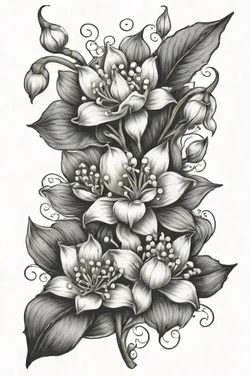 Lilly Of The Valley Flower With Lotus Flower