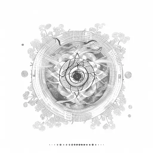 Minimalist Black Enso Zen Circle With Word Namu Shinnyo Inside And Some Cherry Blossoms