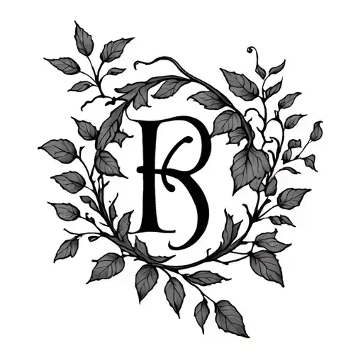 Vine Tattoo With Initials Incorporated