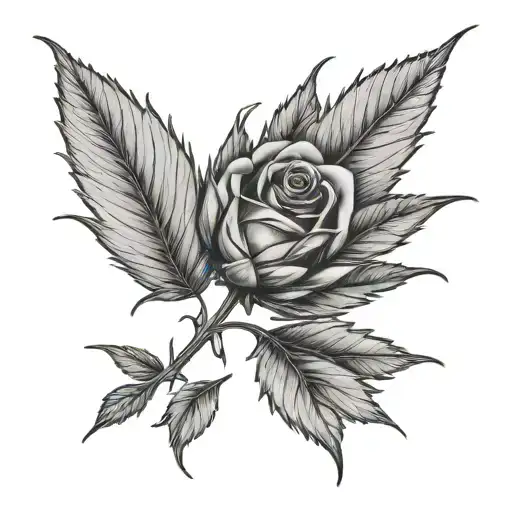 Marijuana Leaf With Rose