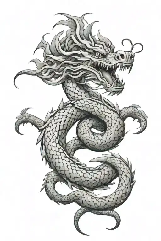 A Serpent And Dragon Wrapped