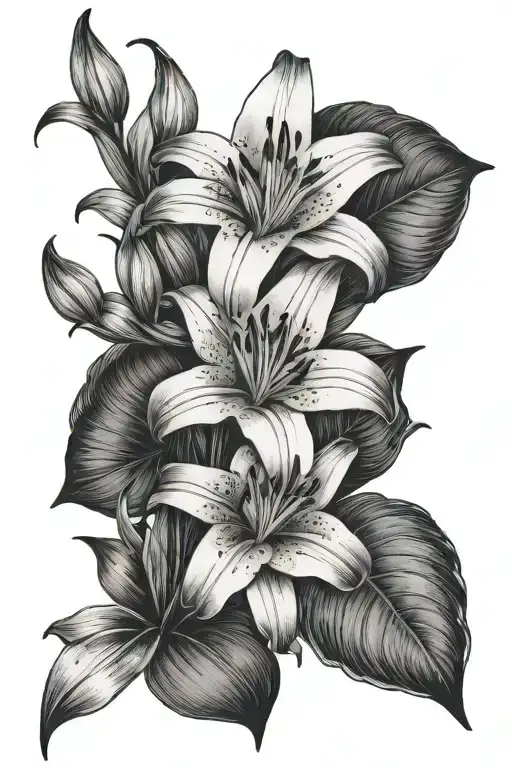 Lily Floral Leaves Falling