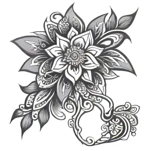 Indian Tribal Flowers Intertwined