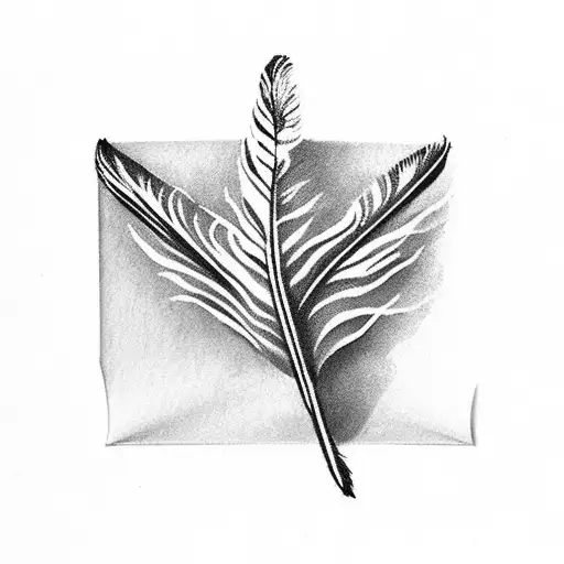 Feather Writting A Letter With An Envelope