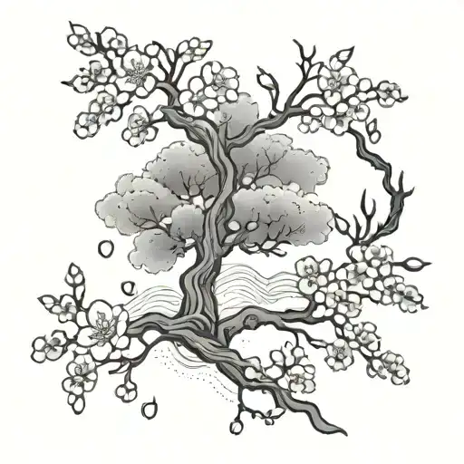 Cherry Blossom Tree Tattoo With Charms Hanging Down