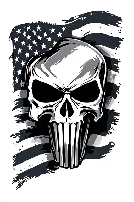 Military Skull Punisher Usa Flag