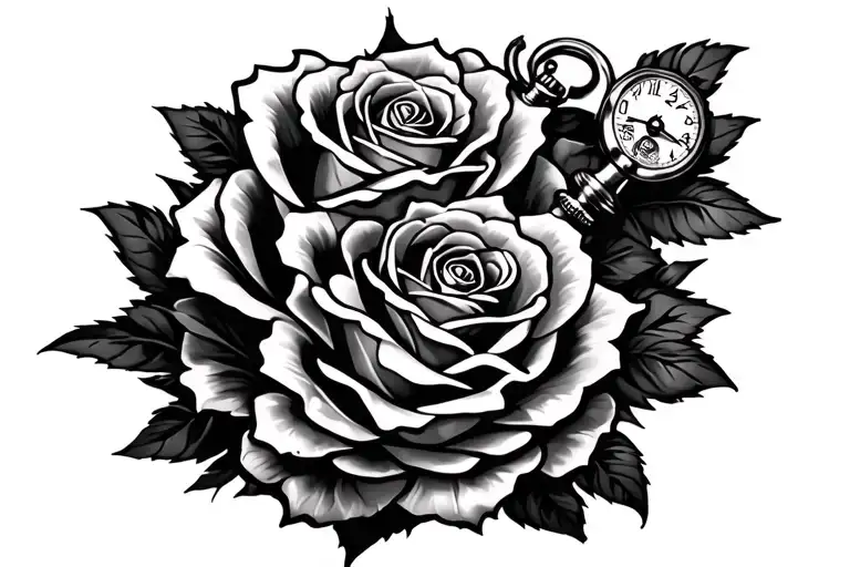 Roses Intertwined Pocket Watch To The Right