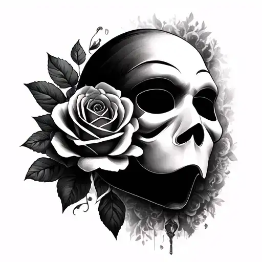 Half Phantom Of The Opera Mask With Rose