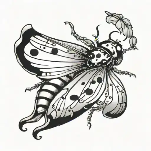 Ladybug With Open Wings Flying