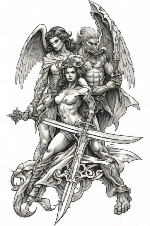 Male Angel And Female Demon Sword