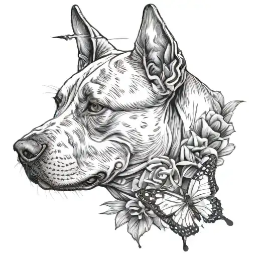 Pitbull With Butterfly On Its Nose