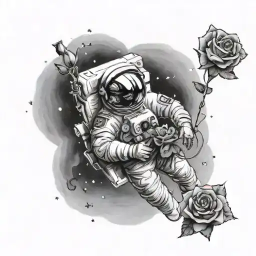 Astronaut In Space Holding Roses