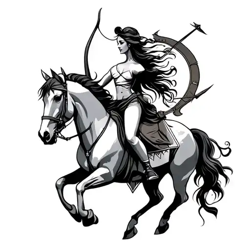 Sagittarius Woman On Horse With Bow