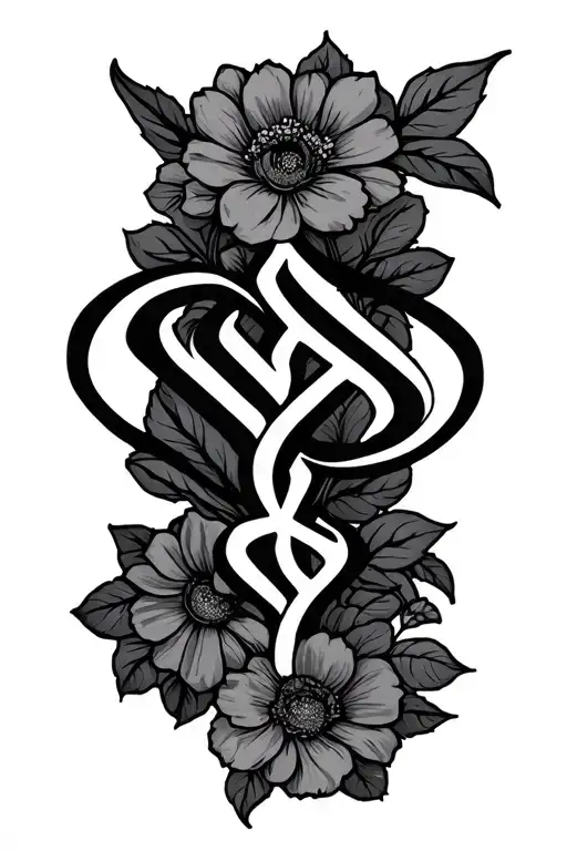 Neda Symbol And Sa Survivor Symbol Intertwined With Dainty Floral Spine