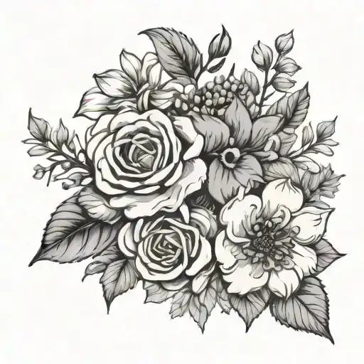 August And November Birth Flower Bouquet Tied