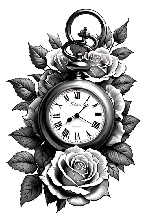 Roses Intertwined Pocket Watch To The Right