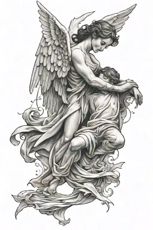 Male Angle Being Held My A Female Angel