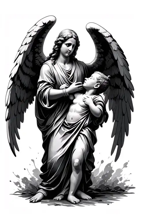 Gaurdian Angel Protecting A Kid