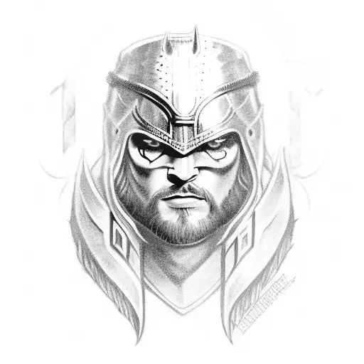 Full Body Norse Warrior With A Raven Helmet