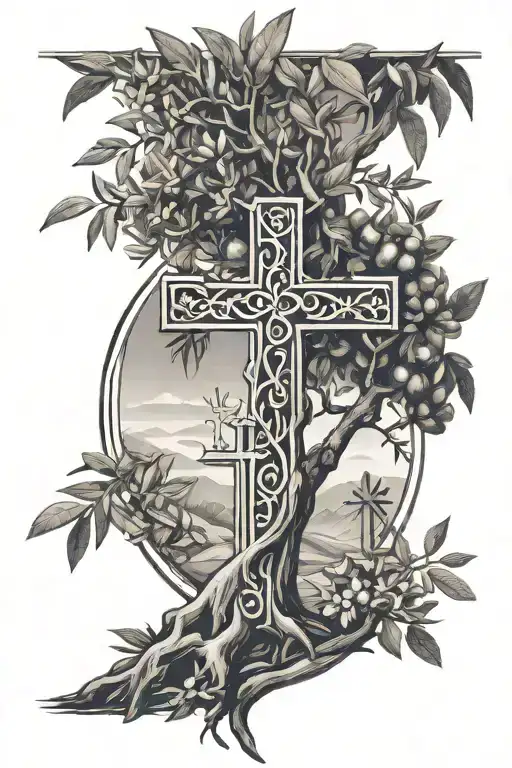 Olive Tree With Cross And Islam Sleeve