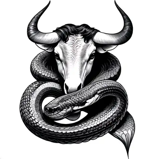 Taurus And Snake Intertwined