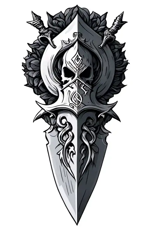 Sharp Dagger With Runes Shaded