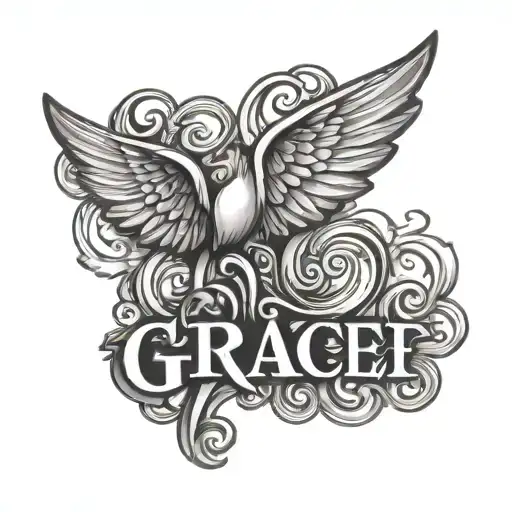 Word Grace With Wings Surrounded