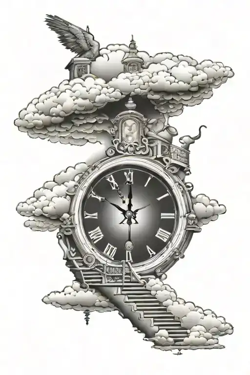 Stair Way To Heaven Clouds Clock