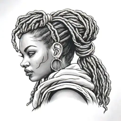 Black Pin Up Woman With Dreadlocks Staring At Me