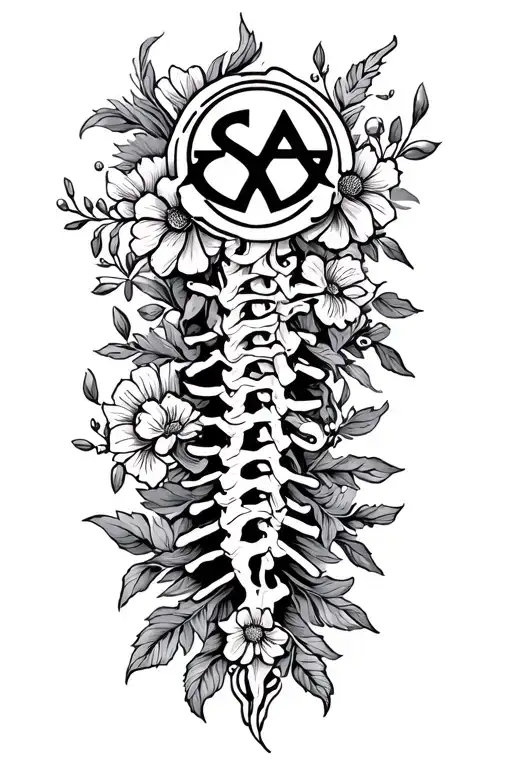 Neda Symbol And Sa Survivor Symbol With Dainty Floral Vertical Spine