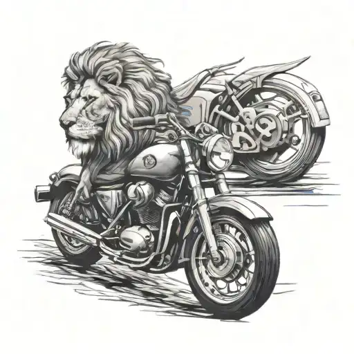 Lion And Motorcycle And Cross