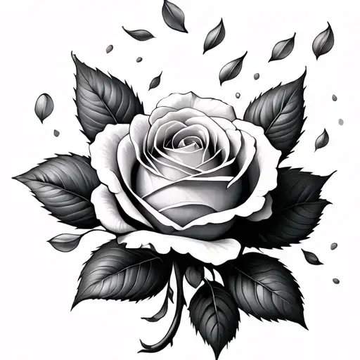 Rose Bud Dying With Falling Petals Falling