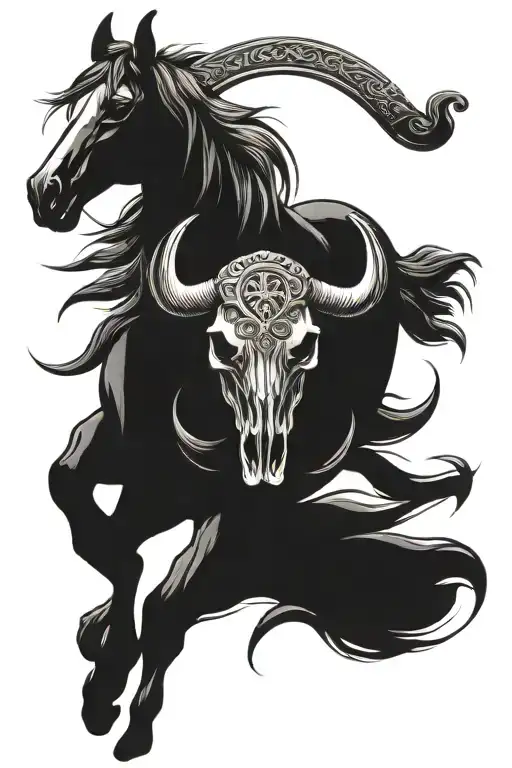 Steer Skull And Horse Shoe