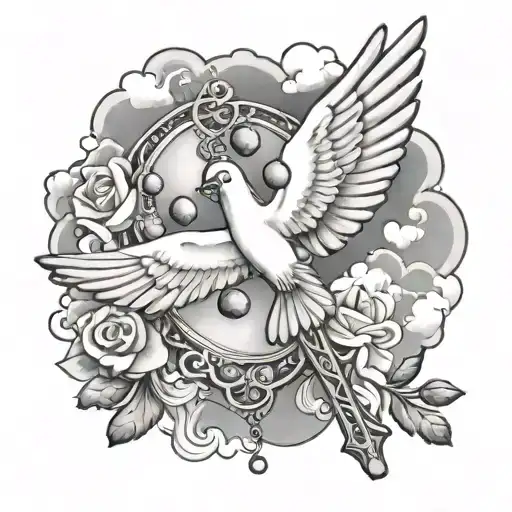 Dove Clouds Cross Rosary