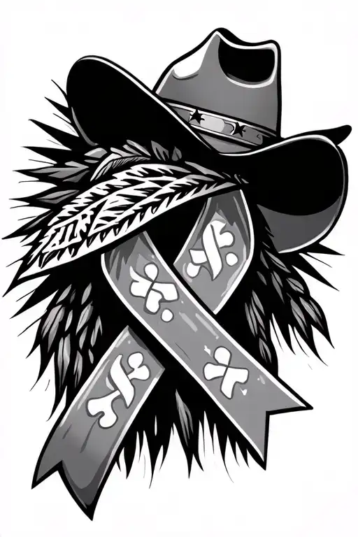 Cowboy And Indian Autism Awareness Ribbon Intertwined