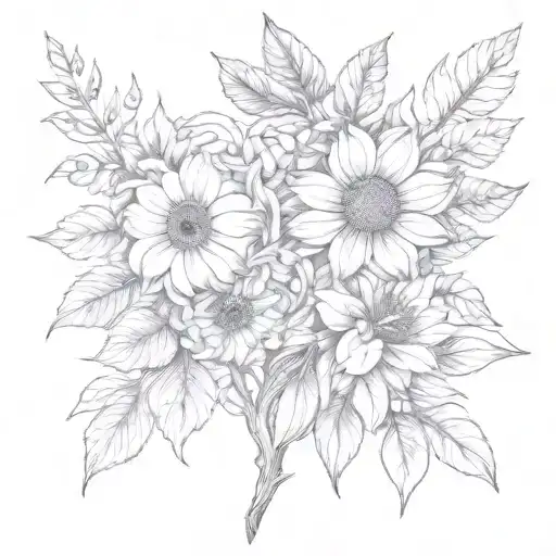 Mother And Daughter Tattoo Design Combining Elements