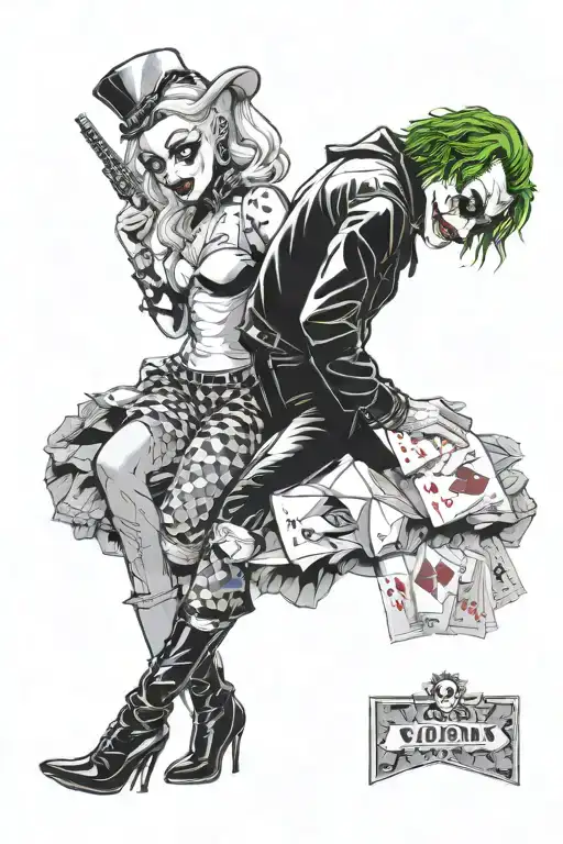 Heath Ledger Joker And Margot Robbie Harley Quinn Gambling